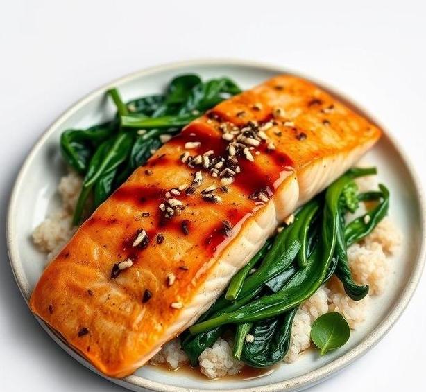 mary berry miso salmon with aromatic spinach 1