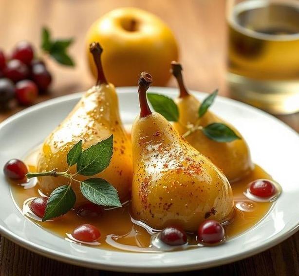mary berry pears in white wine 1