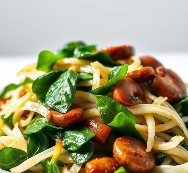 mary berry spinach cabbage and mushroom stir fry 1